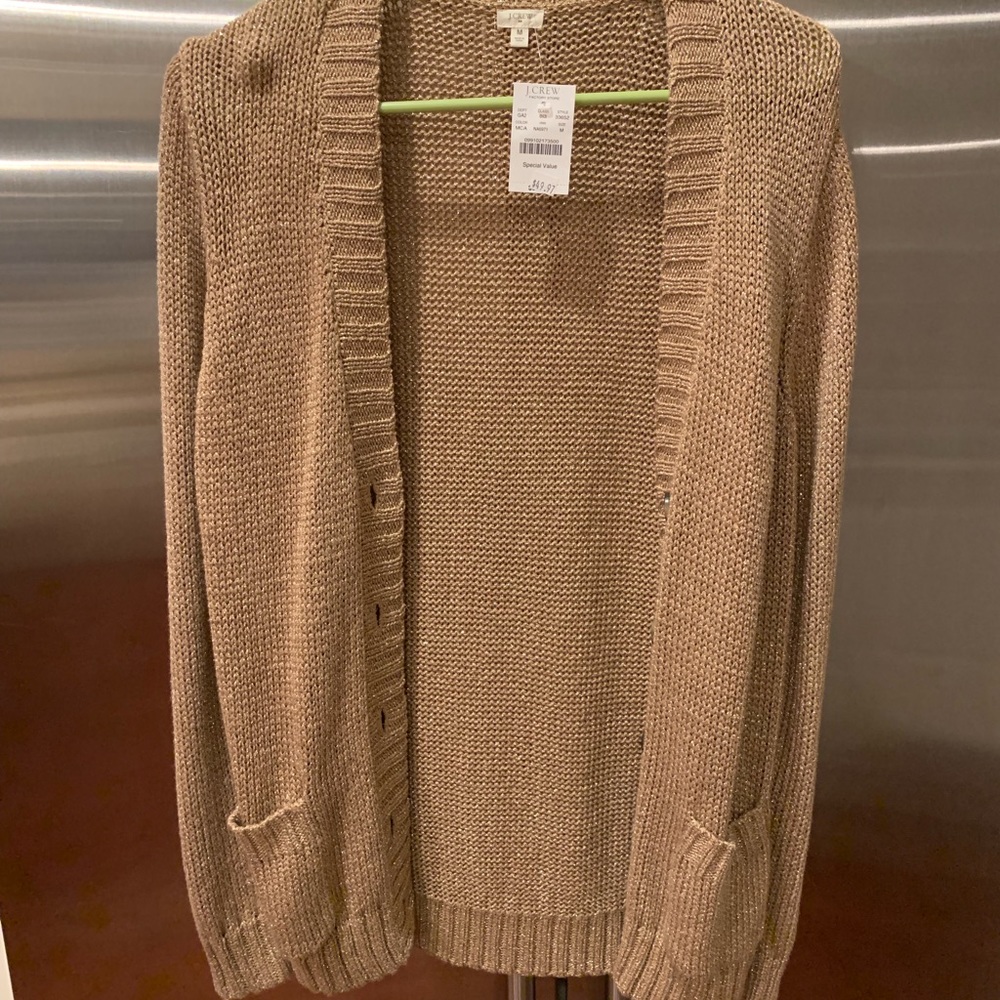 Gold metallic button down sweater